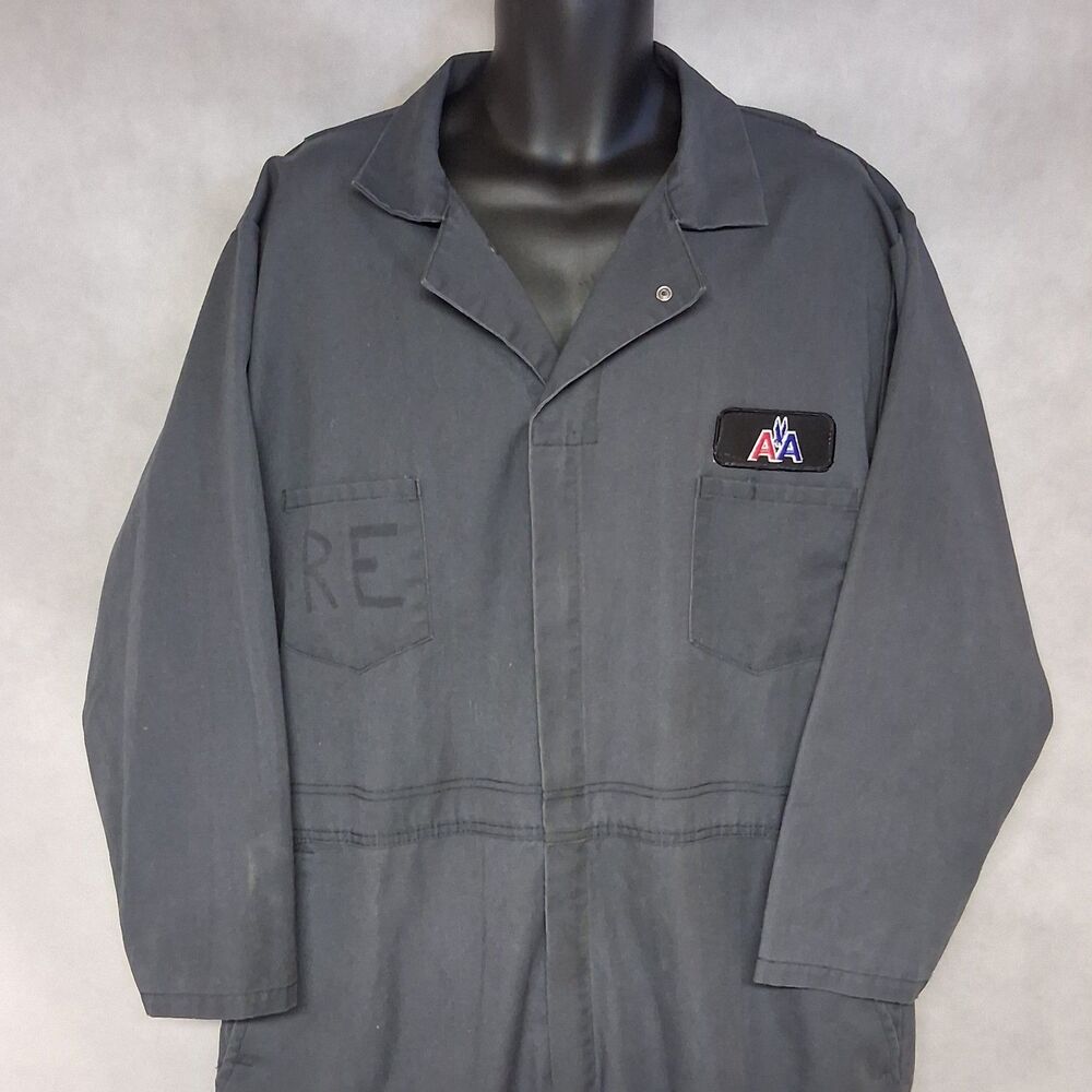 American Airlines Coveralls Mechanics Jumpsuit Men's 52 Regular Gray Aramark